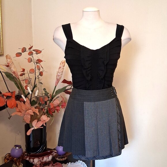 NWT DEPT Pleated Gray Mini High Waist Short Skirt Women’s Fall Winter Skirts - Picture 7 of 12